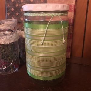 Green & White Glass Jar or Vase